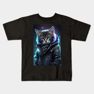 Cool portrait of a Cyber Future Cat Kids T-Shirt